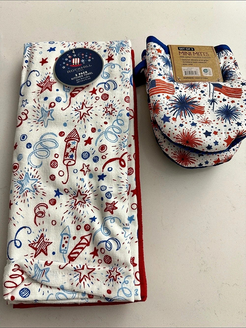 Rockhill Home 4th of July Kitchen Towels and Mini Mitts Set Towel & Mini Mitt